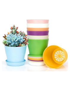 8 Macetas Pequeñas de Plástico Bchjatk para Flores 9.6 cm
