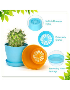 8 Macetas Pequeñas de Plástico Bchjatk para Flores 9.6 cm 2