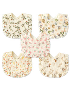 Baberos de Muselina Zainpe 5 Pcs Algodón Absorbentes Bebés