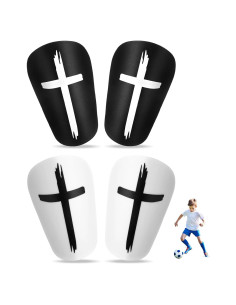 2 Pares Mini Espinilleras Fútbol Hoohnnaa 10x6 cm Negro y Blanco