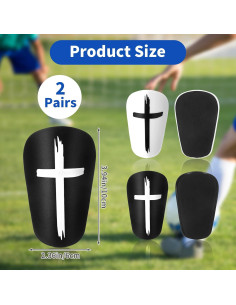 2 Pares Mini Espinilleras Fútbol Hoohnnaa 10x6 cm Negro y Blanco 2