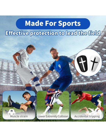 2 Pares Mini Espinilleras Fútbol Hoohnnaa 10x6 cm Negro y Blanco