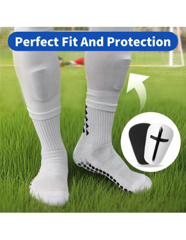 2 Pares Mini Espinilleras Fútbol Hoohnnaa 10x6 cm Negro y Blanco