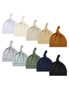 Conjunto de 10 Gorras para Bebés Janmercy 0-6 Meses Algodón