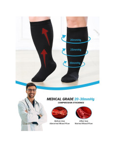 Calcetines de Compresión AMITOFO Talla Grande 20-30 mmHg - 3 Pares 2