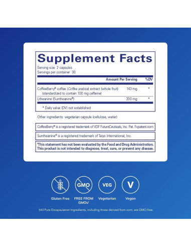 CaffPhenol Pure Encapsulations | Extracto de café y teanina 60 cápsulas