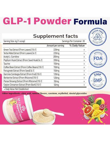 Suplemento en Polvo GLP-1 Suiyilary 180g Sabor Tropical