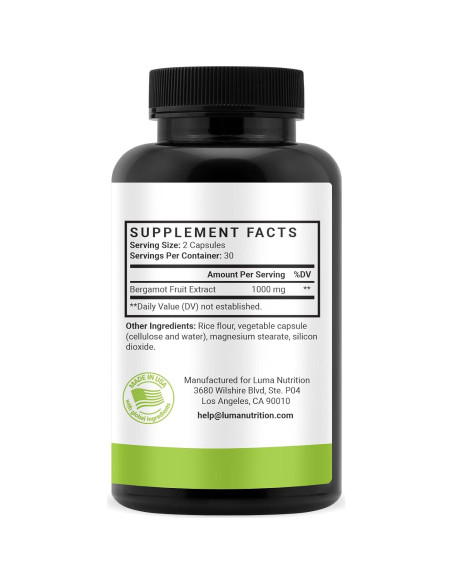 Suplemento de Bergamota Cítrica Luma Nutrition 1000mg 60 Cápsulas