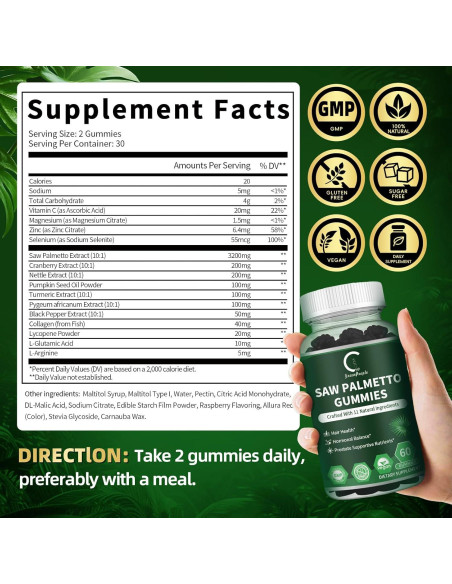 GPGP GreenPeople Saw Palmetto 120 Gomas - Suplemento DHT