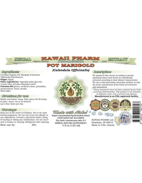 Extracto Líquido de Caléndula Orgánica Hawaii Pharm 118 ml