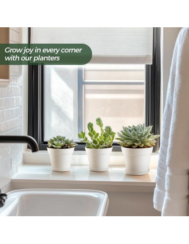 Macetas T4U de 10 cm Paquete de 8 con Plato y Drenaje