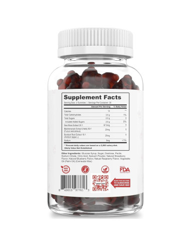 Gomitas de Musgo Marino Orgánico New Age 60 Unidades Sabor Bayas