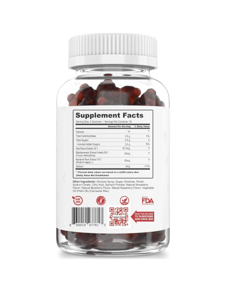 Gomitas de Musgo Marino Orgánico New Age 60 Unidades Sabor Bayas