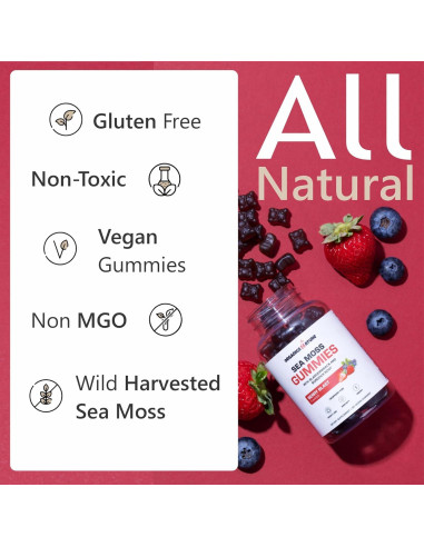 Gomitas de Musgo Marino Orgánico New Age 60 Unidades Sabor Bayas