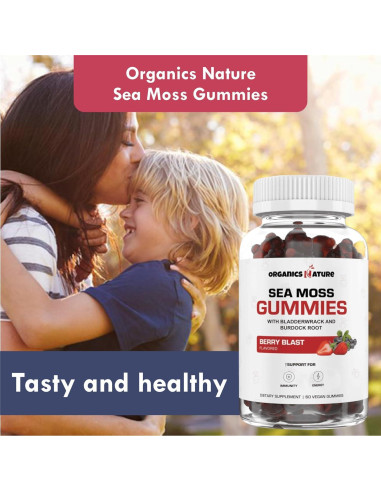 Gomitas de Musgo Marino Orgánico New Age 60 Unidades Sabor Bayas
