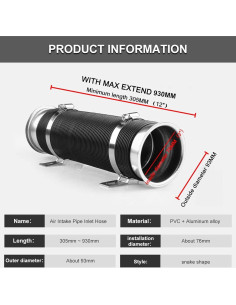 Manguera de Admisión Flexible 76mm Sporacingrts Plateada 2