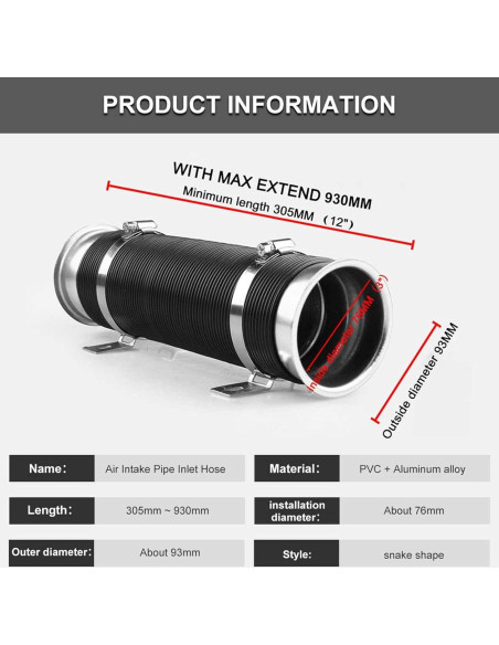 Manguera de Admisión Flexible 76mm Sporacingrts Plateada