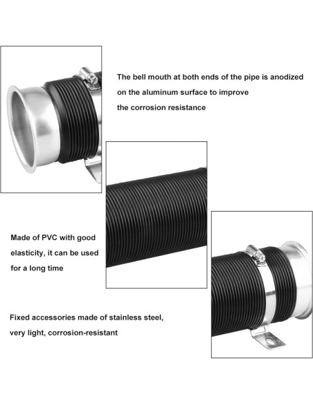 Manguera de Admisión Flexible 76mm Sporacingrts Plateada