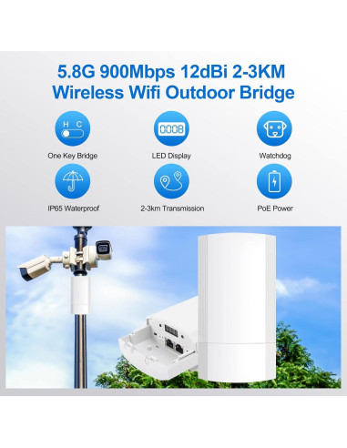 Puente Inalámbrico CPE200 Fretech 900Mbps 5.8GHz Exterior