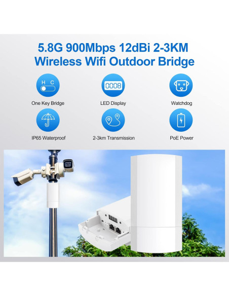 Puente Inalámbrico CPE200 Fretech 900Mbps 5.8GHz Exterior