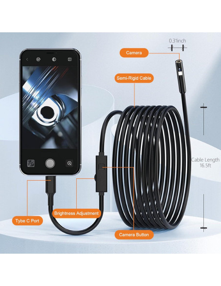Cámara de Inspección BORESCOPE Doble Lente HD 3MP 5m