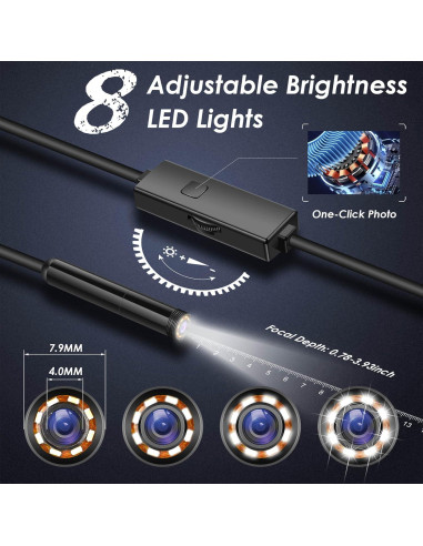 Cámara Endoscopio Industrial 1920P HD 5m IP67 con LED