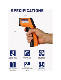 Pistola Termómetro Infrarrojo SMART JERRY - Digital Sin Contacto -50C a 420C 2