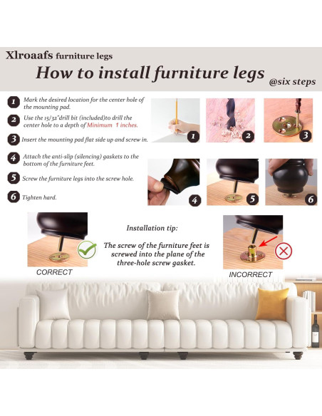 Patas de Madera Xlroaafs 5 Pulgadas Marrón Juego de 4