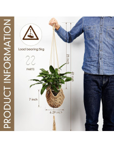 Colgador de plantas de yute Shappy para macetas de 8 a 30 cm 2