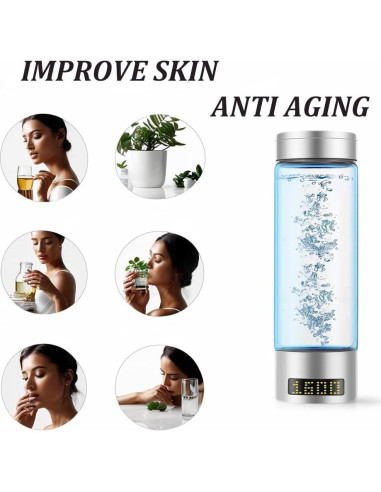 Botella de Agua de Hidrógeno Yzawotk 400ml Portátil de Vidrio