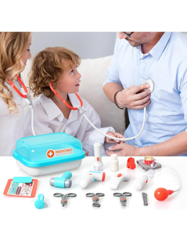 Kit de Doctor para Niños QIZHENXX 15 Piezas con Estetoscopio