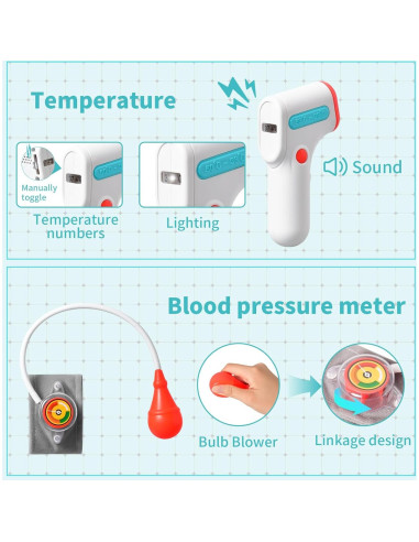 Kit de Doctor para Niños QIZHENXX 15 Piezas con Estetoscopio