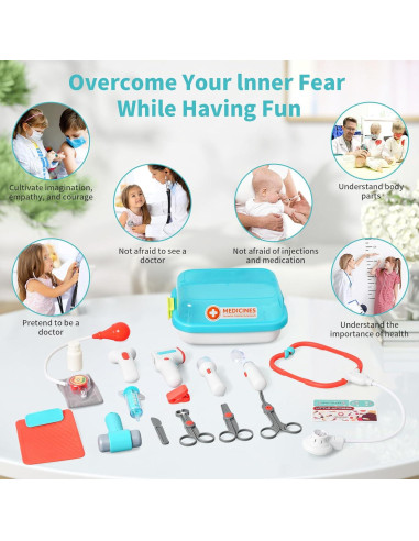 Kit de Doctor para Niños QIZHENXX 15 Piezas con Estetoscopio