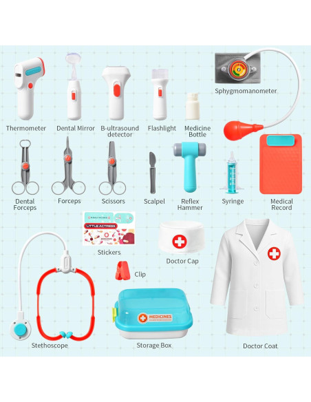 Kit de Doctor para Niños QIZHENXX 15 Piezas con Estetoscopio