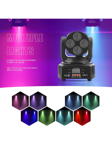 Luces DJ 50W RGBWA UV ZU&RU Mini Cabeza Móvil DMX 18cm