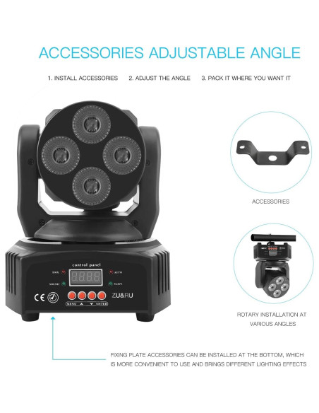 Luces DJ 50W RGBWA UV ZU&RU Mini Cabeza Móvil DMX 18cm