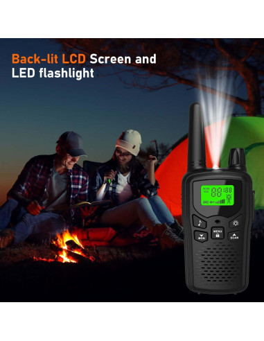 Walkie Talkies Erelis de Largo Alcance 22 Canales VOX Negro