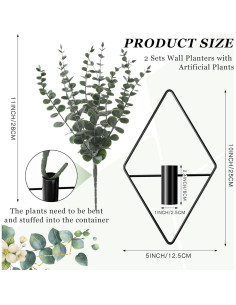 Juego de Macetas Colgantes Jexine con Eucalipto Artificial 4 Pzs 2