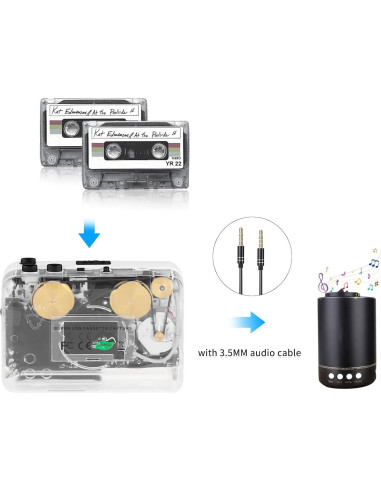 Reproductor de Cassettes Janryzone a MP3 con Auriculares