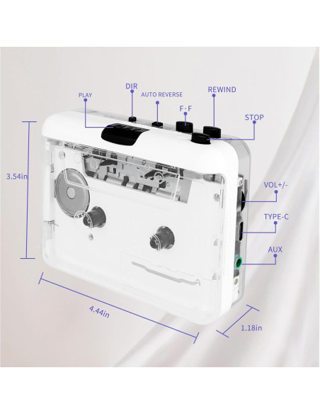 Reproductor de Cassettes Janryzone a MP3 con Auriculares