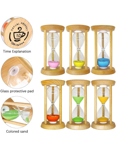 Juego de 6 Relojes de Arena Wizzosivoor - 30s a 10min