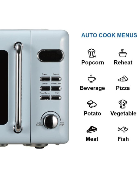 Horno Microondas Retro Emerson MWR7020BL 700W 19.81L Azul