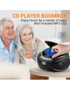 Reproductor de CD Portátil Gelielim Boombox Bluetooth Negro 2