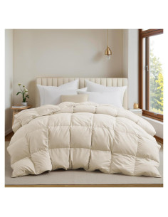 Edredón de Plumas de Ganso UNIKOME Completo Reina Crema 88x88