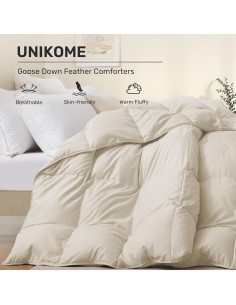 Edredón de Plumas de Ganso UNIKOME Completo Reina Crema 88x88 2
