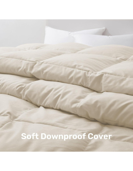 Edredón de Plumas de Ganso UNIKOME Completo Reina Crema 88x88