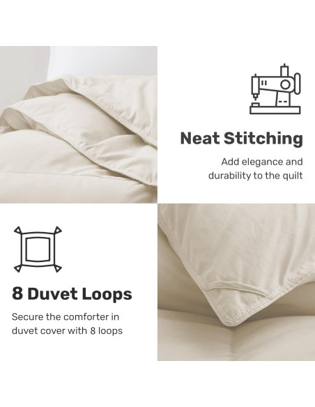 Edredón de Plumas de Ganso UNIKOME Completo Reina Crema 88x88