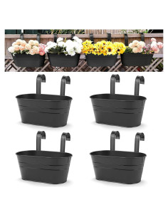 OGIMA 4 Macetas Colgantes de Hierro para Jardín y Balcón
