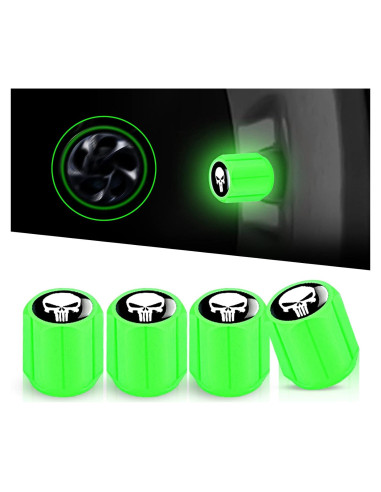 Tapas de Válvula de Neumático Ajxn 4 PCS Luminiscentes Verde