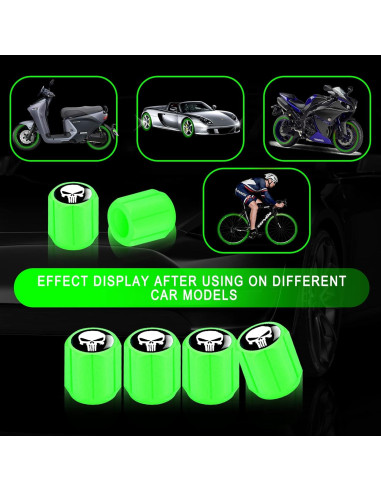 Tapas de Válvula de Neumático Ajxn 4 PCS Luminiscentes Verde